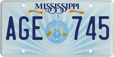 MS license plate AGE745