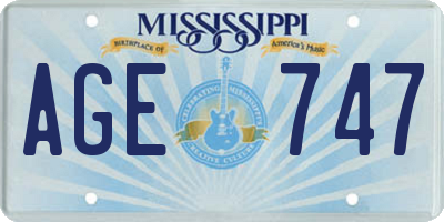 MS license plate AGE747