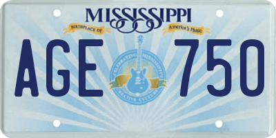 MS license plate AGE750