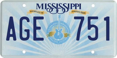 MS license plate AGE751
