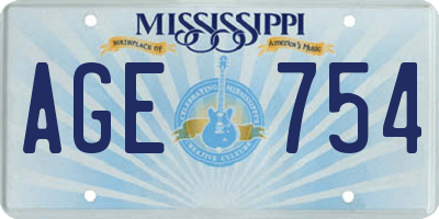 MS license plate AGE754