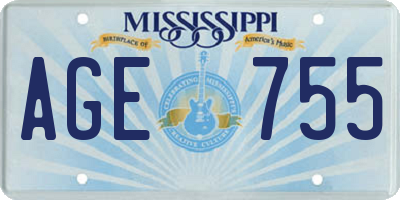 MS license plate AGE755
