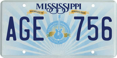 MS license plate AGE756