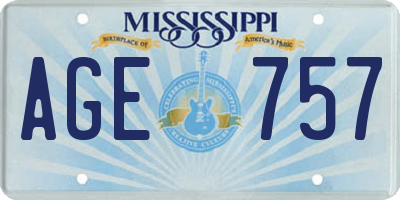 MS license plate AGE757