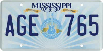 MS license plate AGE765