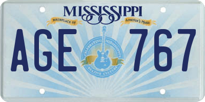 MS license plate AGE767