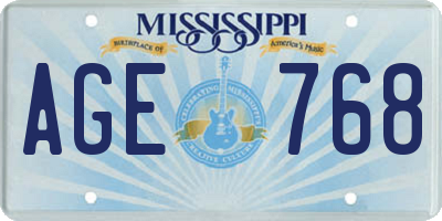 MS license plate AGE768