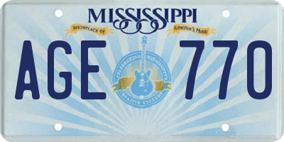 MS license plate AGE770