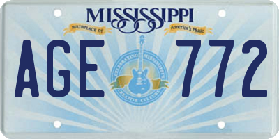 MS license plate AGE772