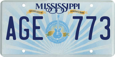 MS license plate AGE773
