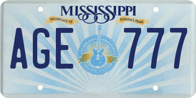 MS license plate AGE777