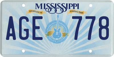 MS license plate AGE778