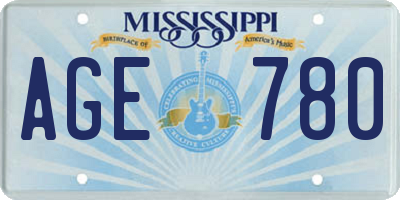 MS license plate AGE780