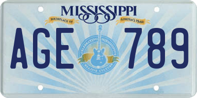 MS license plate AGE789