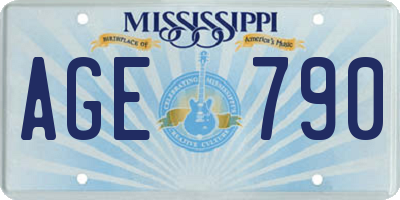MS license plate AGE790