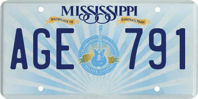 MS license plate AGE791