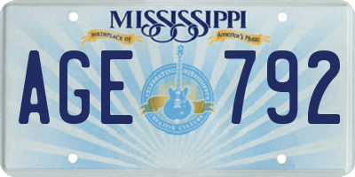 MS license plate AGE792