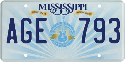 MS license plate AGE793