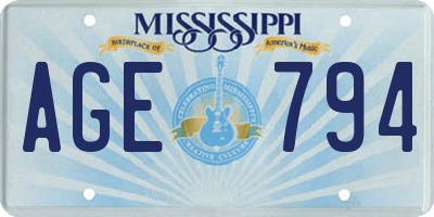 MS license plate AGE794