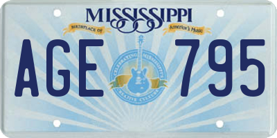 MS license plate AGE795