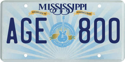 MS license plate AGE800