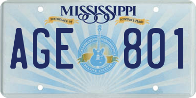 MS license plate AGE801