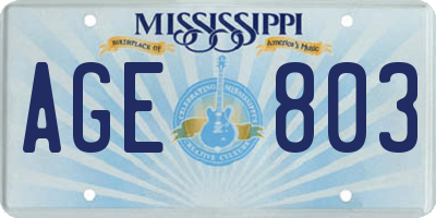 MS license plate AGE803