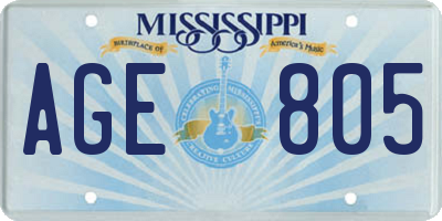 MS license plate AGE805