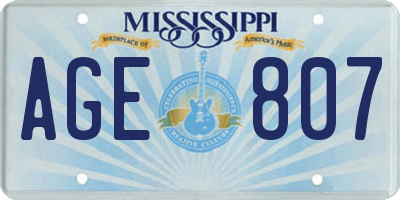 MS license plate AGE807