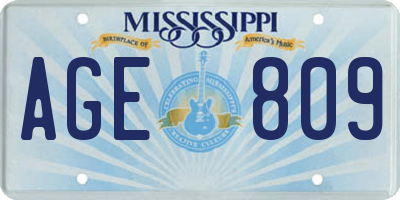 MS license plate AGE809