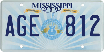 MS license plate AGE812