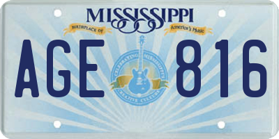 MS license plate AGE816