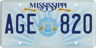 MS license plate AGE820