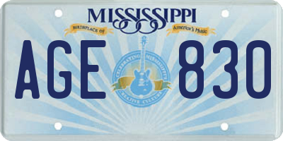 MS license plate AGE830
