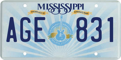 MS license plate AGE831
