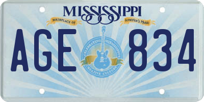 MS license plate AGE834