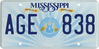 MS license plate AGE838