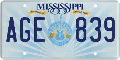 MS license plate AGE839