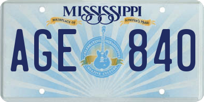 MS license plate AGE840