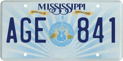 MS license plate AGE841