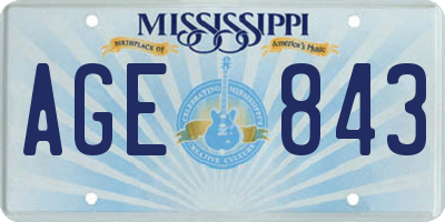 MS license plate AGE843