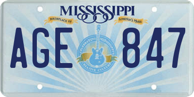 MS license plate AGE847