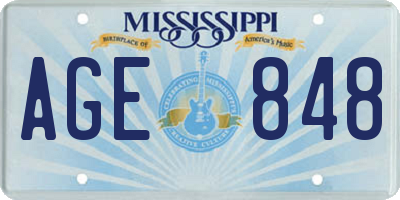 MS license plate AGE848