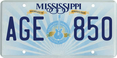 MS license plate AGE850