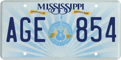 MS license plate AGE854