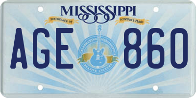 MS license plate AGE860
