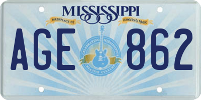 MS license plate AGE862