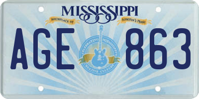 MS license plate AGE863