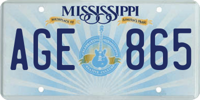 MS license plate AGE865