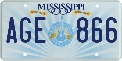 MS license plate AGE866